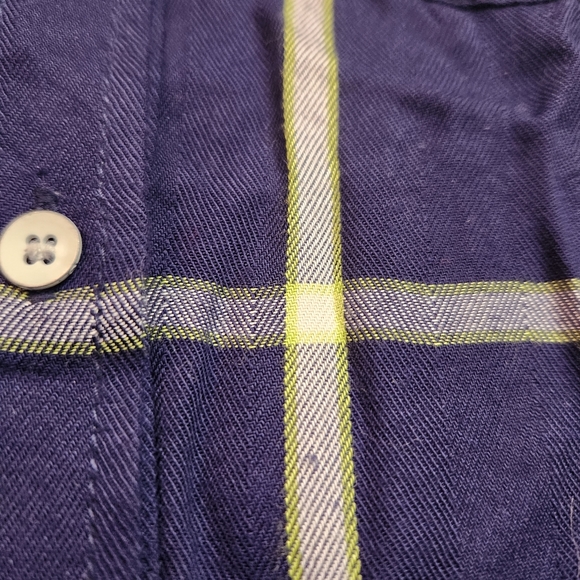 STYLUS Womens Button Down Blouse SOFT Navy Blue + Lime Green Size L - Picture 7 of 14